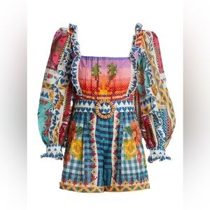 Farm Rio Summer Stiches Romper size Medium